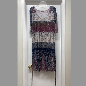 ETRO Print Dress with Tie EUC